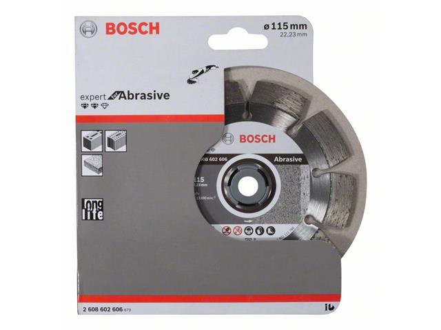 Diamantna rezalna plošča Bosch Expert for Abrasive, Dimenzije: 115x22,23x2,2x12mm, 2608602606