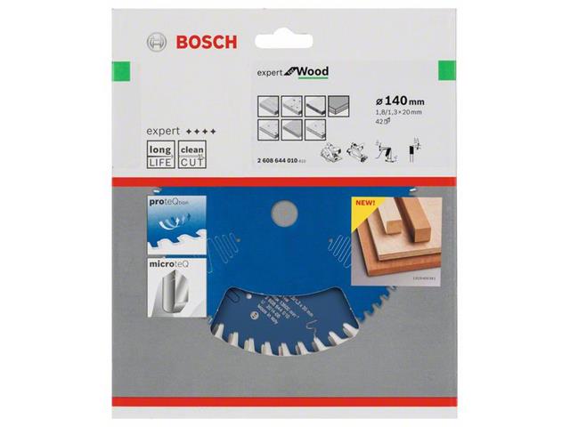 List za krožne žage Bosch Expert for Wood, Dimenzije: 140x20x1,8mm, Zob: 42, 2608644010
