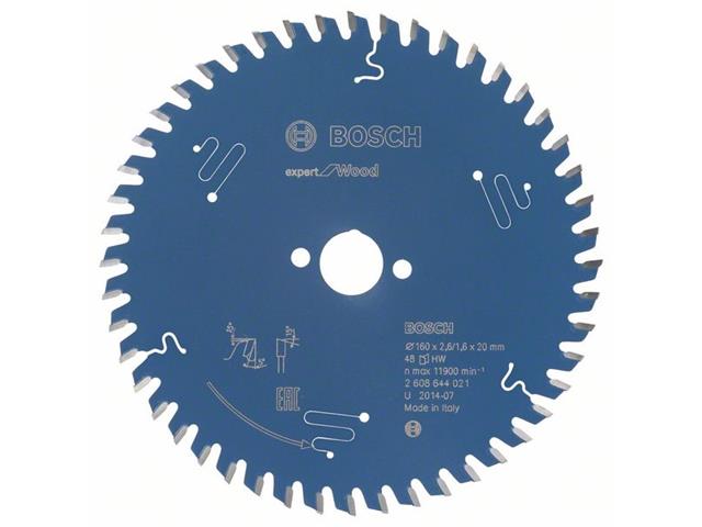 List za krožne žage Bosch Expert for Wood, Dimenzije: 160x20x2,6mm, Zob: 48, 2608644021
