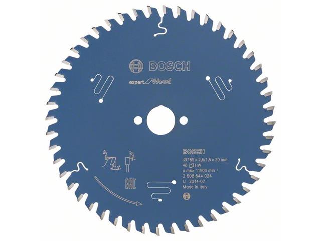 List za krožne žage Bosch Expert for Wood, Dimenzije: 165x20x2,6mm, Zob: 48, 2608644024