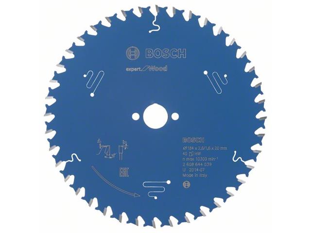 List za krožne žage Bosch Expert for Wood, Dimenzije: 184x20x2,6mm, Zob: 40, 2608644039