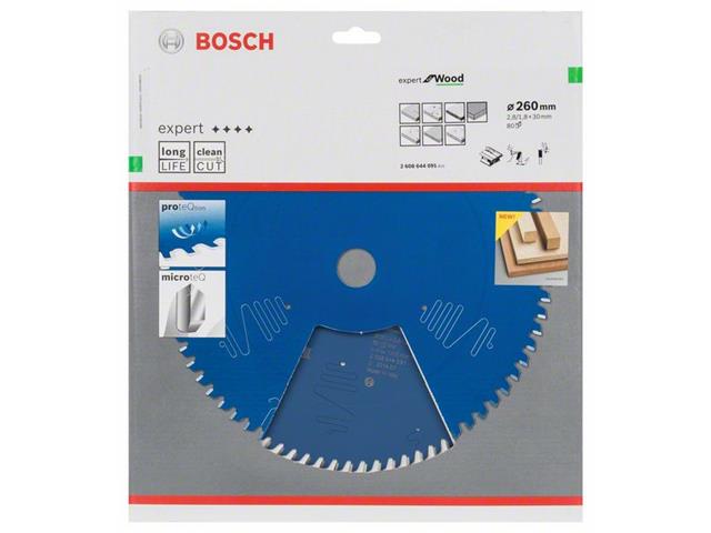 List za krožne žage Bosch Expert for Wood, Dimenzije: 260x30x2,8mm, Zob: 80, 2608644091