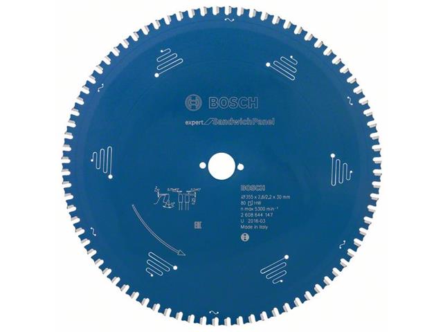Žagin list za krožne žage Bosch Expert for Sandwich Panel, Dimenzije: 355x30x2,6mm, Zob: 80, 2608644147
