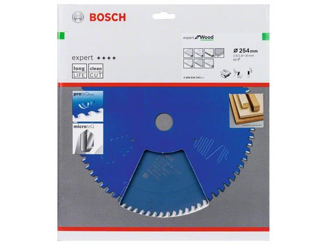 List za krožno žago Bosch Expert for Wood, Dimenzije: 254x2,6/1,8x30mm, Zob: 80, 2608644343