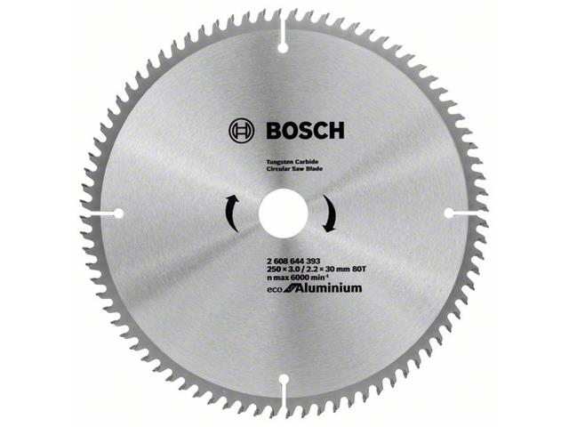 List za krožno žago Bosch Eco for Aluminium, Dimenzije: 250x30x3mm, Zob: 80, 2608644393