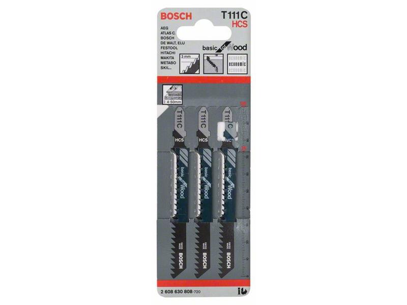 List vbodne žage Bosch HCS Basic for Wood T 111 C , Dolžina: 100mm, Delitev zob: 3mm, 2608630808