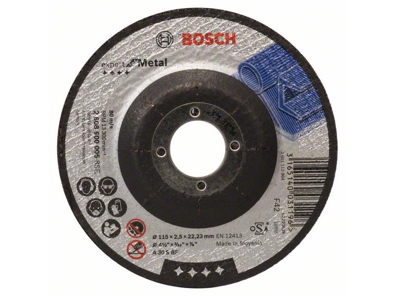 Kolenasta rezalna plošča Bosch Expert for Metal A 30 S BF, Pakiranje: 25kos, Dimenzije: 115x22.23x1.5mm, 2608600005