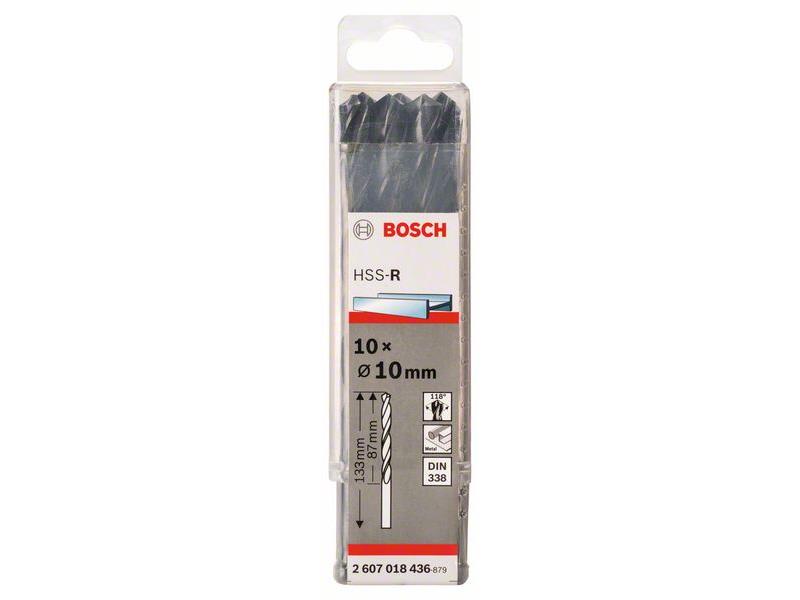 HSS Sveder za kovino Bosch DIN 338, Pakiranje: 10kos, Dimenzije: 10x87x133mm, 2607018436