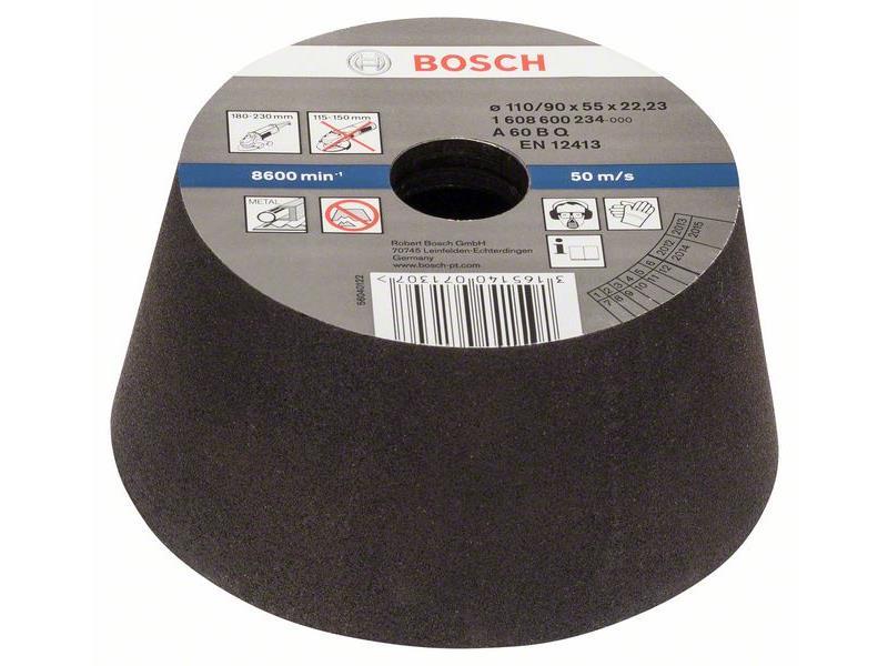 Brusilni lonec Bosch, konični-kovina/litina, Dimenzije: 110/90x55x22,23mm, Zrnatost: 60, 1608600234