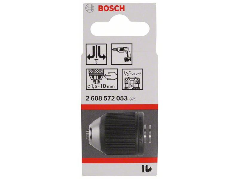 Hitrovpenjalna vrtalna glava Bosch do: 10 mm, Vpenjanje: 1,5-10 mm, Navoj: 1/2, 2608572053