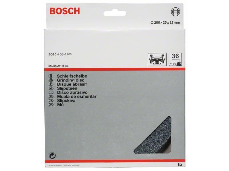 Brusni kolut za dvojni brusilnik Bosch, Dimenzije: 200x25x32mm, Zrnatost 36, 2608600111