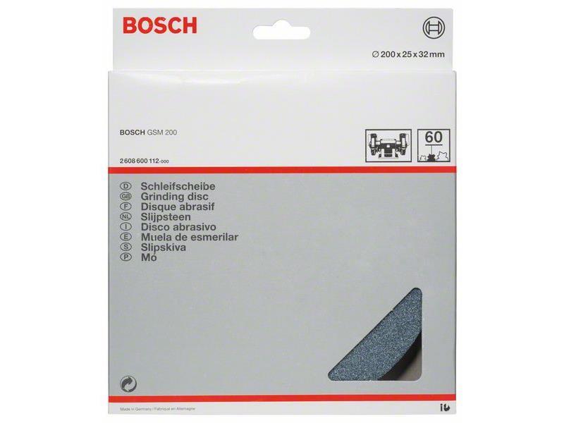 Brusni kolut za dvojni brusilnik Bosch, Dimenzije: 200x25x32mm, Zrnatost 60, 2608600112