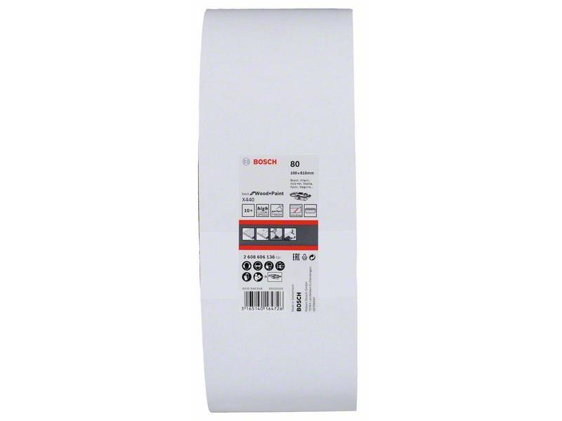 10-delni komplet brusilnih trakov Bosch X440, Dimenzije: 100 x 610 mm, Zrnatost: 80, 2608606136