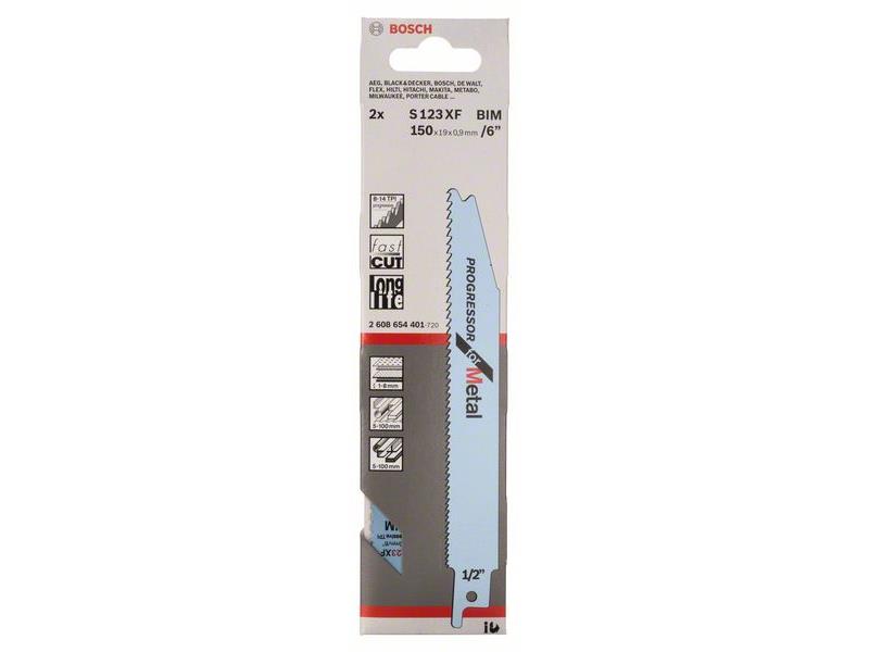 Listi za sabljasto žago Bosch S 123 XF, kovina, Pakiranje: 2 kos, 2608654401