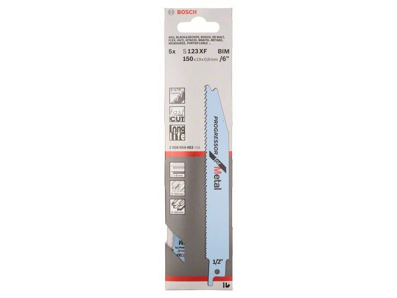 Listi za sabljasto žago Bosch S 123 XF Progressor for Metal, kovina, Pakiranje: 5 kos 2608654402