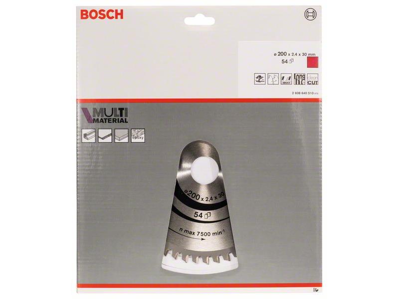 List krožne žage Bosch Multi Material, Dimenzije: 200x30x2,4mm, Zob: 54, 2608640510