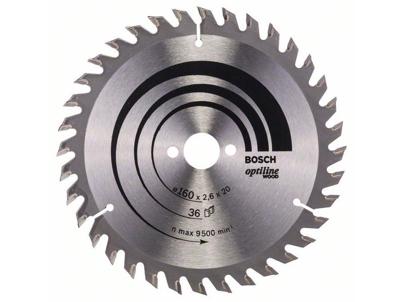 List krožne žage, Bosch Optiline Wood, Dimenzije: 160 x 20/16 x 2,6 mm, 36 zob, 2608650597