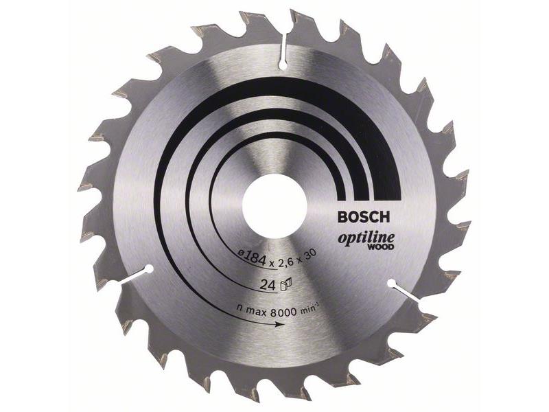 List krožne žage Bosch Optiline Wood, Dimenzije: 184x30x2,6mm, Zob: 24, 2608640610