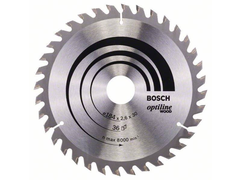 List krožne žage Bosch Optiline Wood, Dimenzije: 184x30x2,6mm, Zob: 36, 2608640611