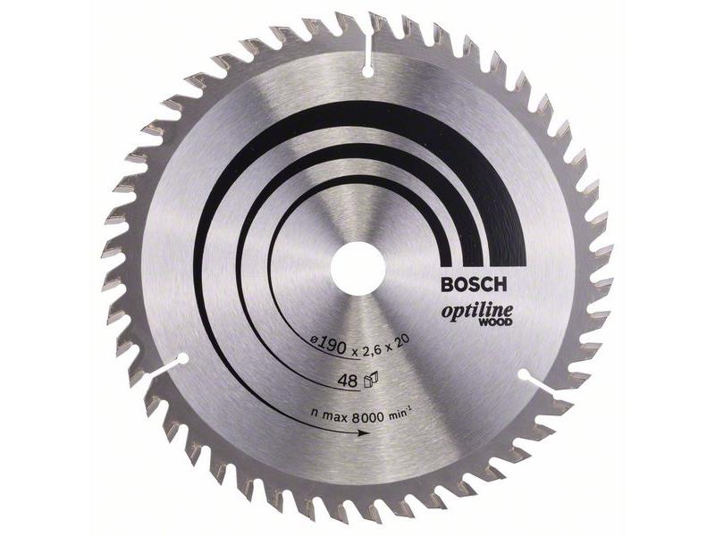 List krožne žage Bosch Optiline Wood, Dimenzije: 190x20/16x2,6mm, Zob: 48, 2608640614