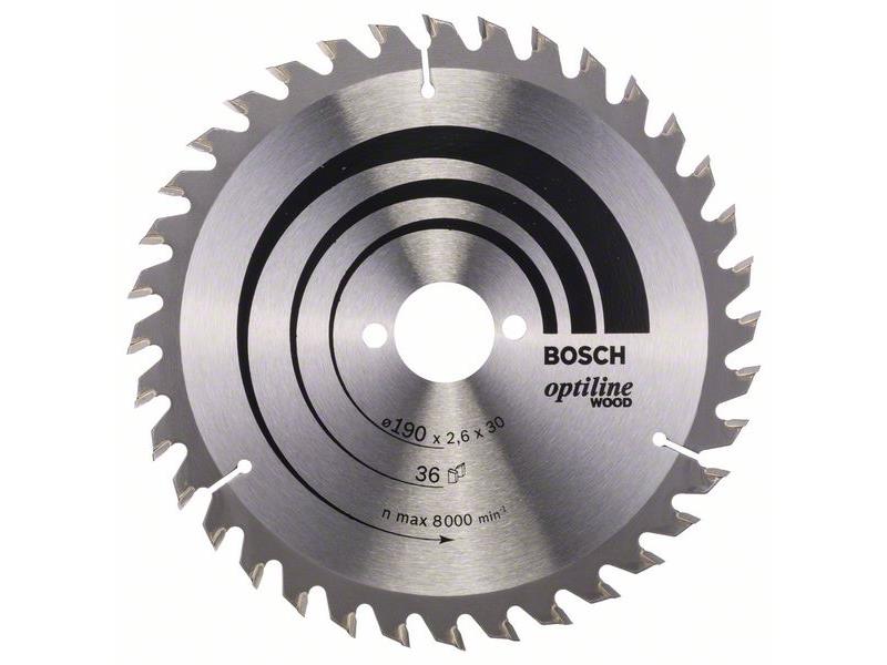 List krožne žage Bosch Optiline Wood, Dimenzije: 190x30x2,6mm, Zob: 36, 2608640616