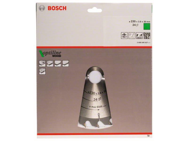 List krožne žage Bosch Optiline Wood, Dimenzije: 230x30x2,8mm, Zob: 24, 2608640627