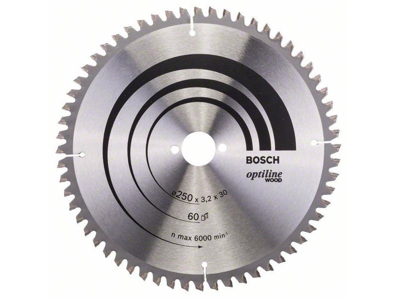 List krožne žage Bosch Optiline Wood, Dimenzije: 250x30x3,2mm, Zob: 60, 2608640644