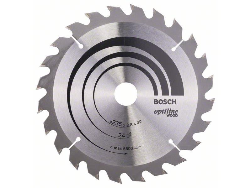 List krožne žage Bosch Optiline Wood, Dimenzije: 235x30/25x2,8mm, Zob: 24, 2608640725