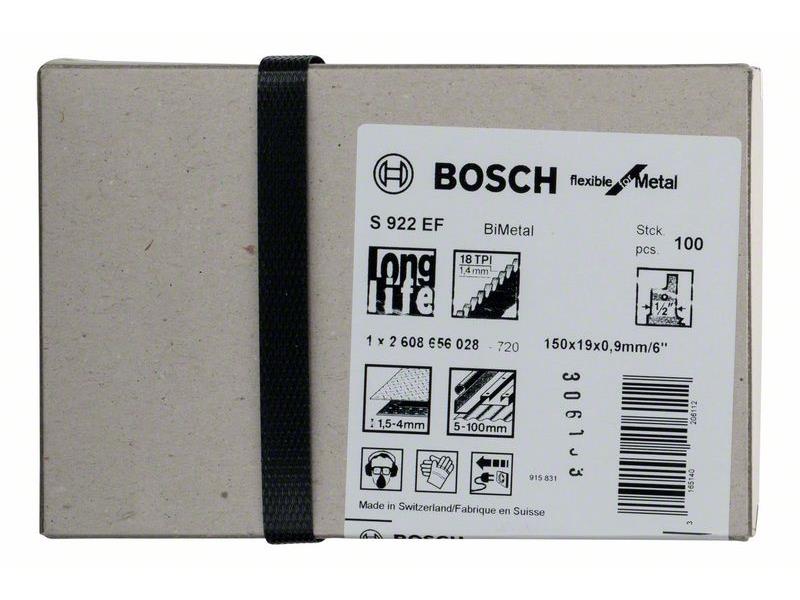 Žagin list za sabljasto žago Bosch S 922 EF Flexible, Pakiranje: 100 kos, 1,5-4mm, 1,4/18, 2608656028