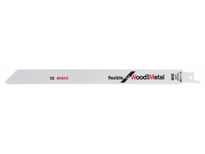 Žagin list za sabljasto žago Bosch S 1122 HF Flexible, les in kovina, Pakiranje: 100 kos, 3-12 mm, 2608656034