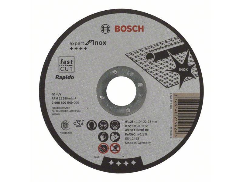 Ravna rezalna plošča Bosch, Expert for Inox - Rapido, AS 60 T INOX BF, 125mm, 1,0mm, 2608600549