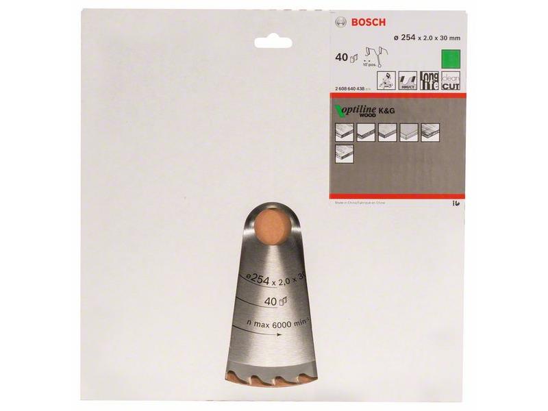 List krožne žage Bosch Optiline Wood, Dimenzije: 254x30x2,0mm, Zob: 40, 2608640438