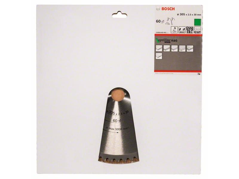 List krožne žage Bosch Optiline Wood, Dimenzije: 305x30x2,5mm, Zob: 60, 2608640441