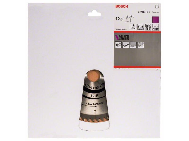 List krožne žage Bosch Multi Material, Dimenzije: 216x30x2,5mm, Zob: 60, 2608640446