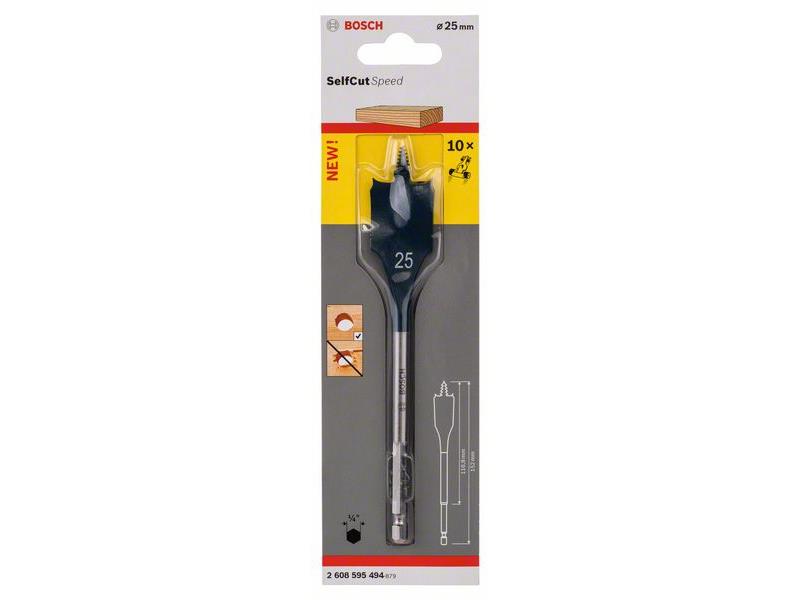 Ploščati rezkalni sveder Bosch Self Cut Speed, šesterorob , Dimenzije: 25 x 152 mm, 2608595494