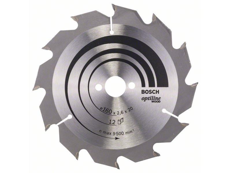 List krožne žage Bosch Optiline Wood, Dimenzije: 160x20/16x2,6mm, Zob: 12, 2608641173