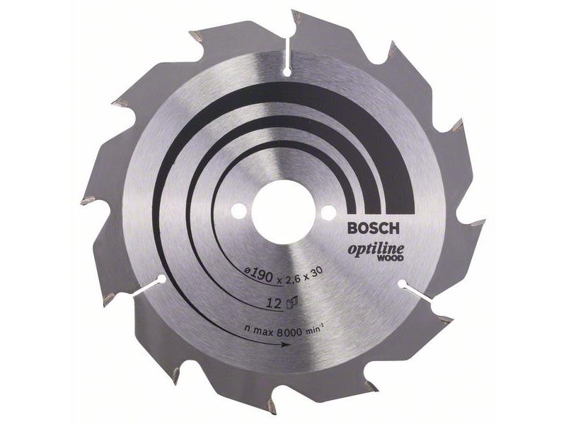 List krožne žage Bosch Optiline Wood, Dimenzije: 190x30x2,6mm, Zob: 12, 2608641187