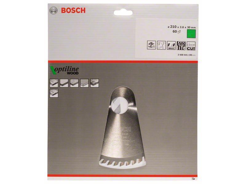 List krožne žage Bosch Optiline Wood, Dimenzije: 210x30x2,8mm, Zob: 60, 2608641190