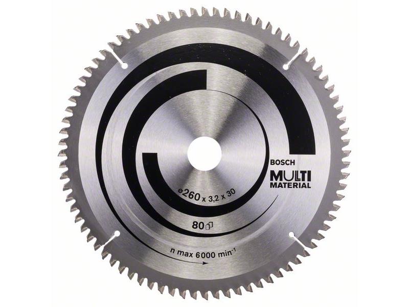 List krožne žage Bosch Multi Material, Dimenzije: 260x30x3,2mm, Zob: 80, 2608641204