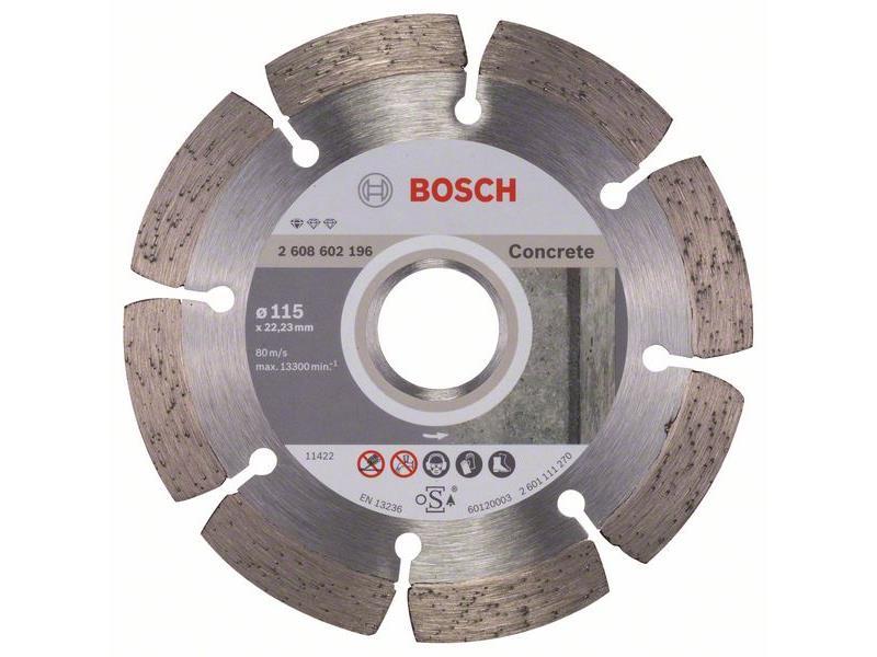 Diamantna rezalna plošča Bosch Standard for Concrete, Dimenzije: 115x22,23x1,6x10mm, 2608602196