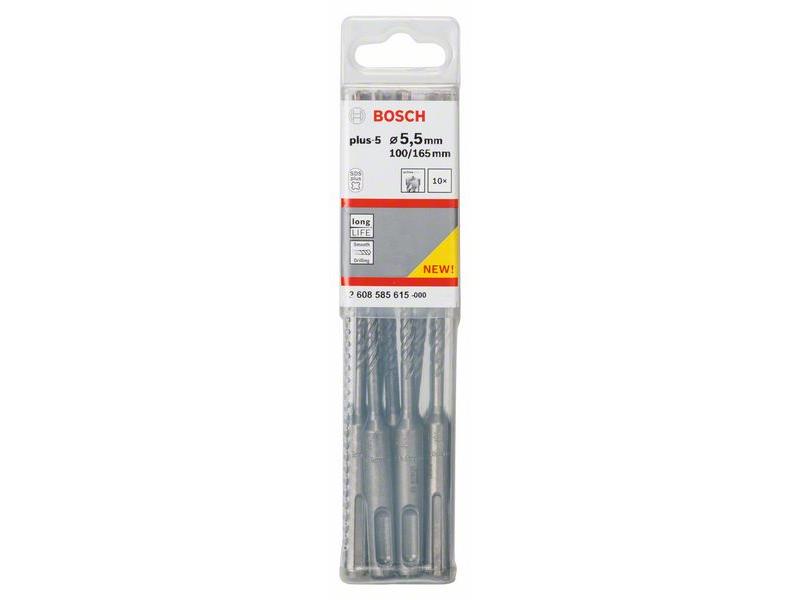 Udarni svedri Bosch SDS-plus-5, Dimenzije: 5,5 x 100 x 165 mm, Pakiranje: 10 kosov
