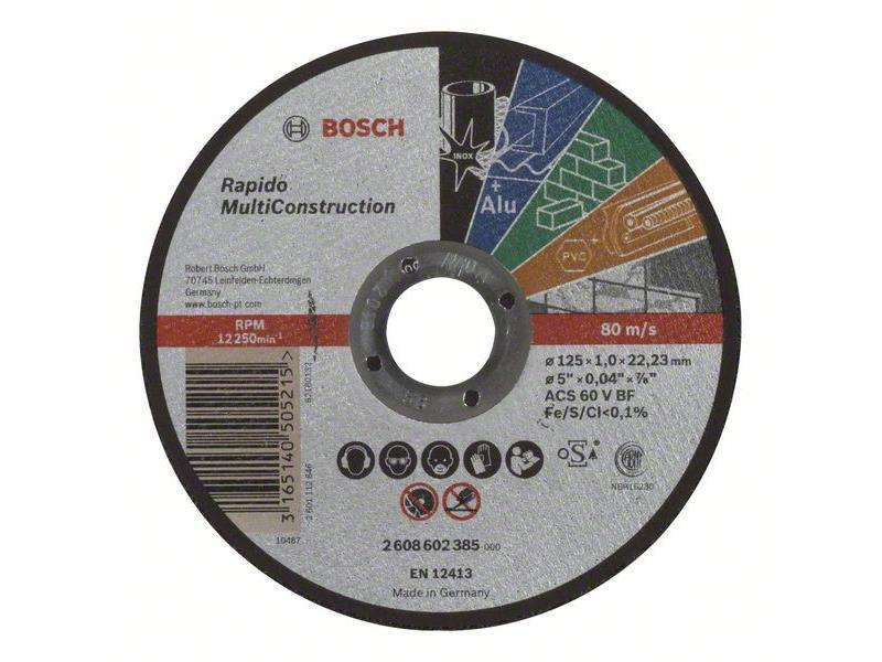 Ravna rezalna plošča Bosch Rapido Multi Construction ACS 60 V BF, Pakiranje: 25kos, Dimenzije: 125x22,23x1mm, 2608602385