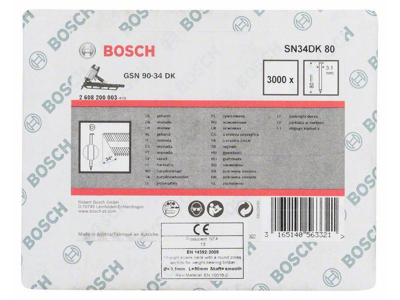 Žeblji v traku z D-glavo SN34DK 80 3,1 mm, 80 mm, svetlo, gladko