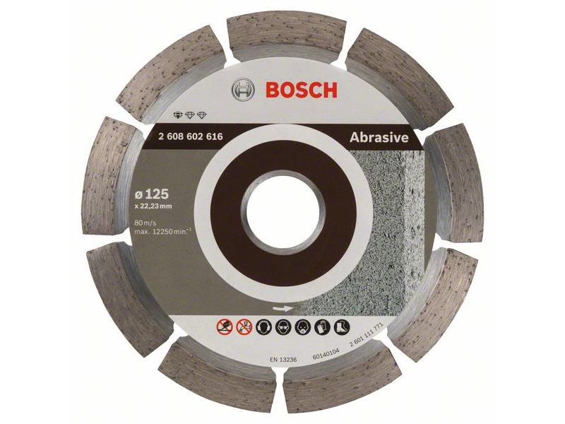 Diamantna rezalna plošča Bosch Standard for Abrasive, Dimenzije: 125x22,23x6x7mm, 2608602616