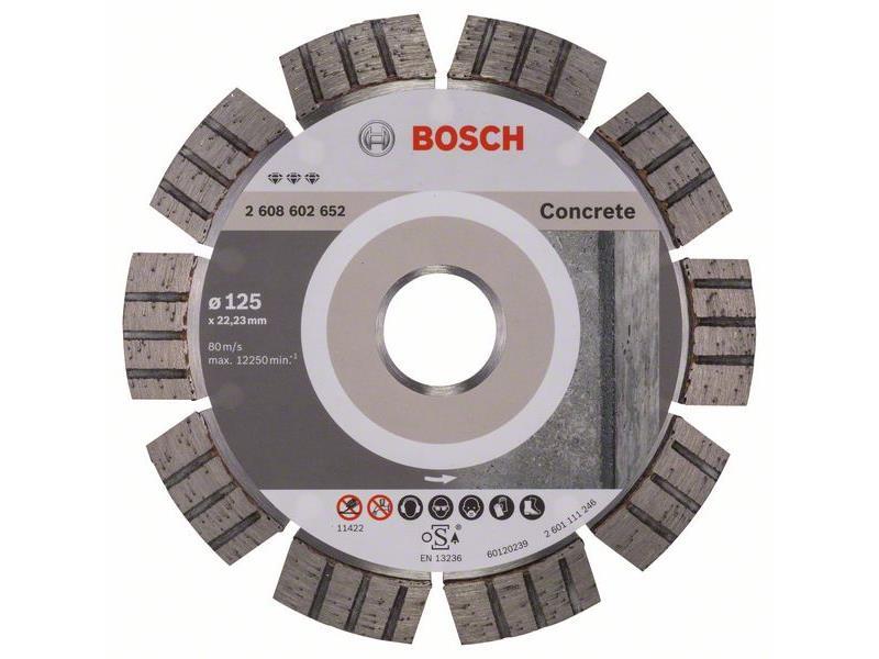 Diamantna rezalna plošča Bosch Best for Concrete, Dimenziije: 125x22,23x2,2x12mm, 2608602652