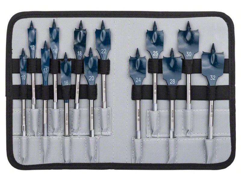 13-delni komplet ploščatih rezkalnih svedrov Bosch Self Cut Speed, Dimenzije: 10, 12, 13, 14, 16, 18, 20, 22, 24, 25, 28, 30, 32 mm, 2608587010