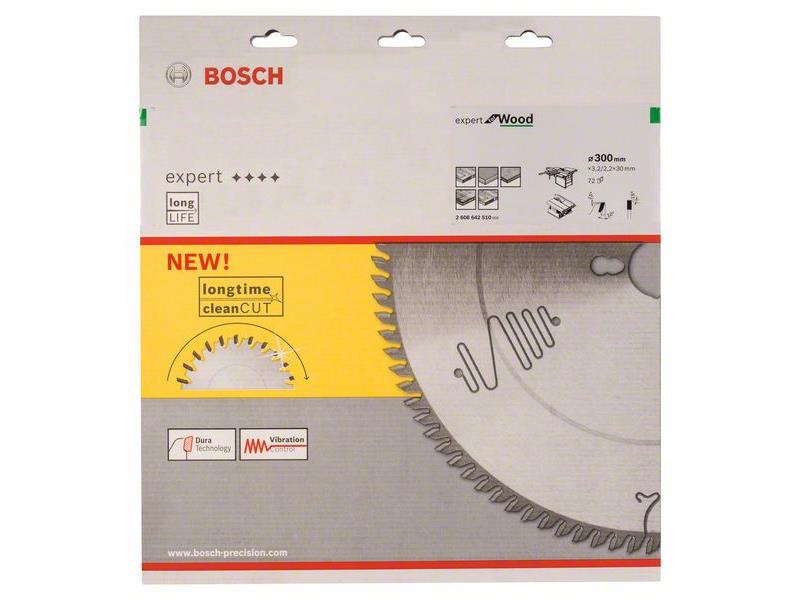 List za krožne žage Bosch Expert for Wood, Dimenzije: 300x30x3,2mm, Zob: 72, 2608642510