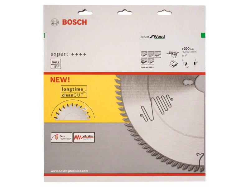 List za krožne žage Bosch Expert for Wood, Dimenzije: 300x30x3,2mm, Zob: 96, 2608642511