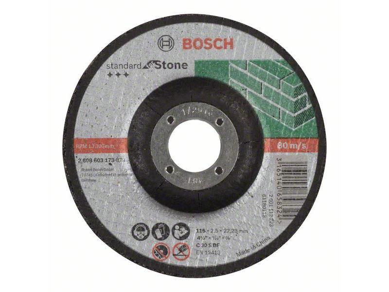 Kolenasta rezalna plošča Bosch Standard for Stone C 30 S BF, Pakiranje: 25kos, Dimenzije: 115x22,23x2,5mm, 2608603173