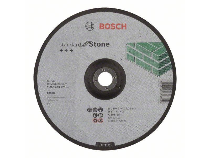 Kolenasta rezalna plošča Bosch Standard for Stone C 30 S BF, Pakiranje: 25kos, Dimenzije: 230x22,23x3mm, 2608603176